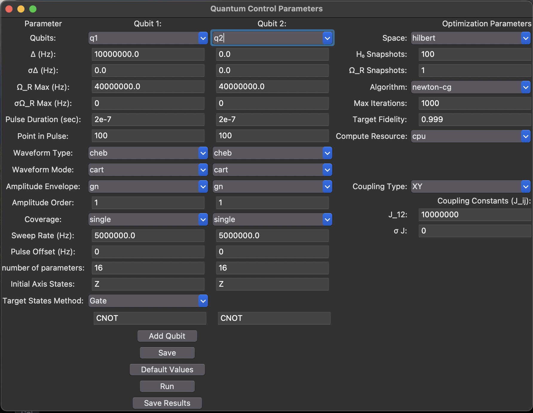 Two-qubit GUI